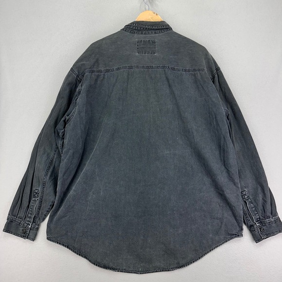 VTG Levi's Denim Shirt Jacket Mens XXL Black Cotton Jeans Long Sleeve 90s Y2K - Picture 3 of 8